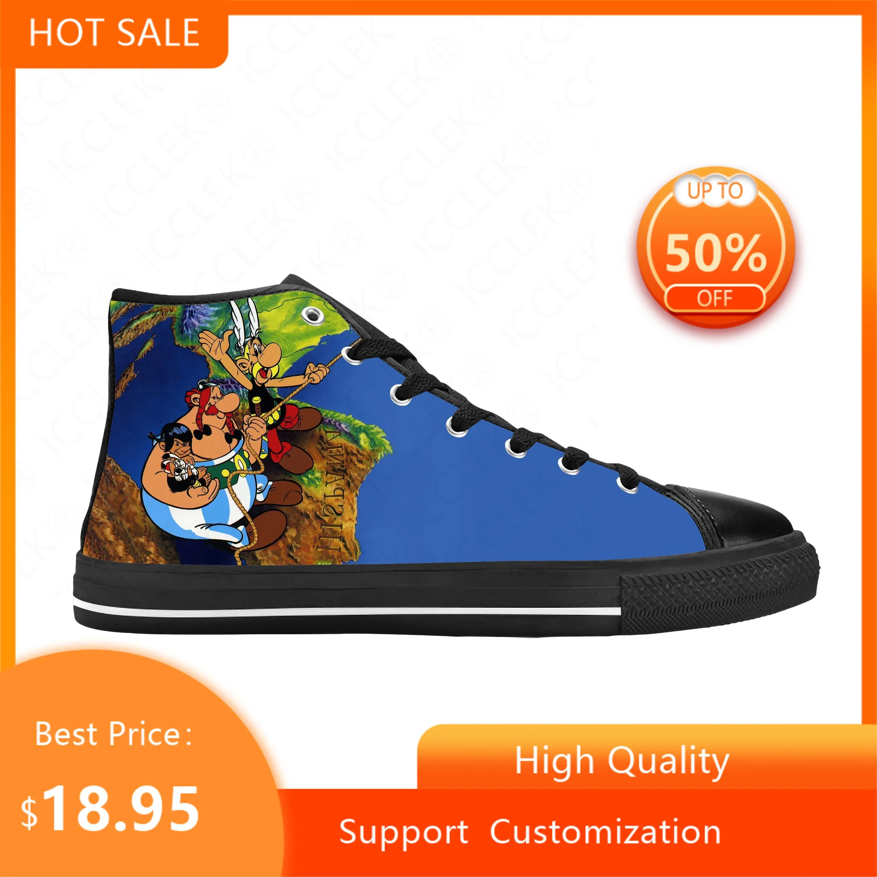 Asterix Adventure Obelix Anime Cartoon Manga Cool Casual Cloth Shoes High Top confortevole traspirante stampa 3D uomo donna Sneakers