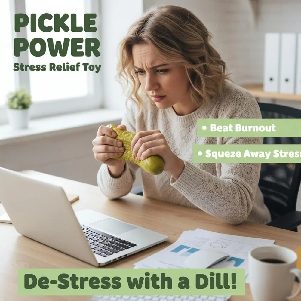 Jumbo Pickle Squishy Stressabbau-Set, Großer Gurken-Quetschball, Langsam Aufsteigender Stresskiller für Erwachsene – Detail 5