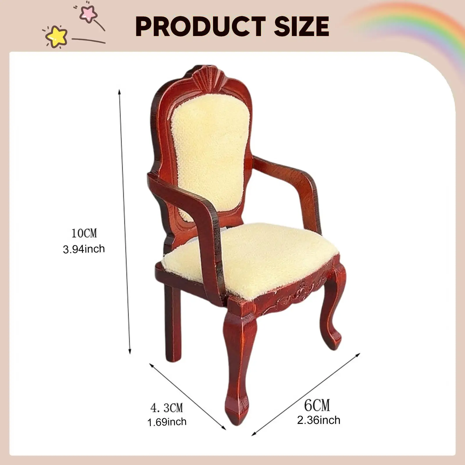 Muebles en Miniatura a Escala 1:12, Decoración para el Hogar, Accesorios para Casa de Muñecas, Silla de Madera para Casa de Muñecas, Escena en Miniatura