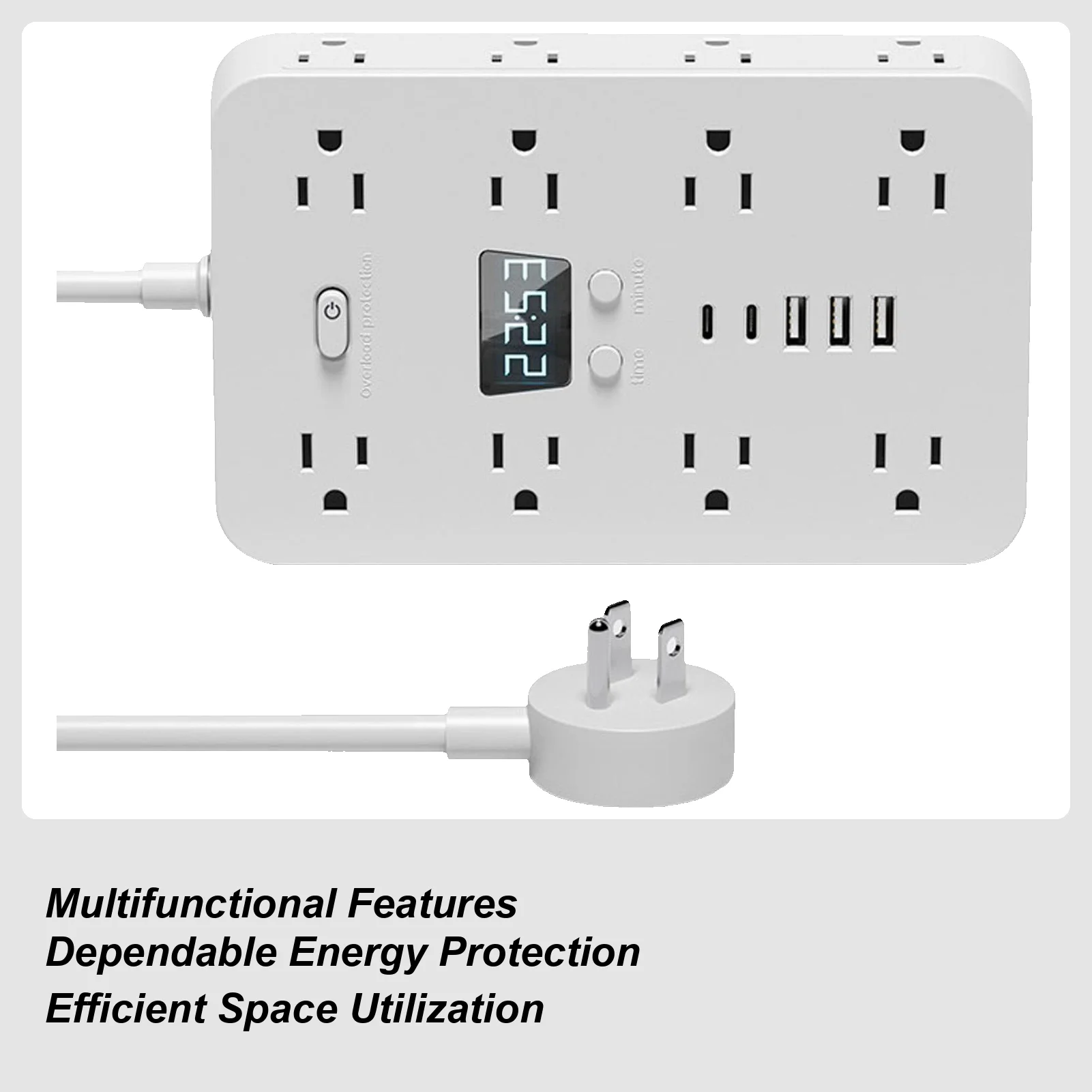 

Smart Energy Strip 16-in-1 Heavy Duty 11 AC Outlets Extension Cord With 3 Usb Ports For Wall Dorm Car Home Travel Office Living