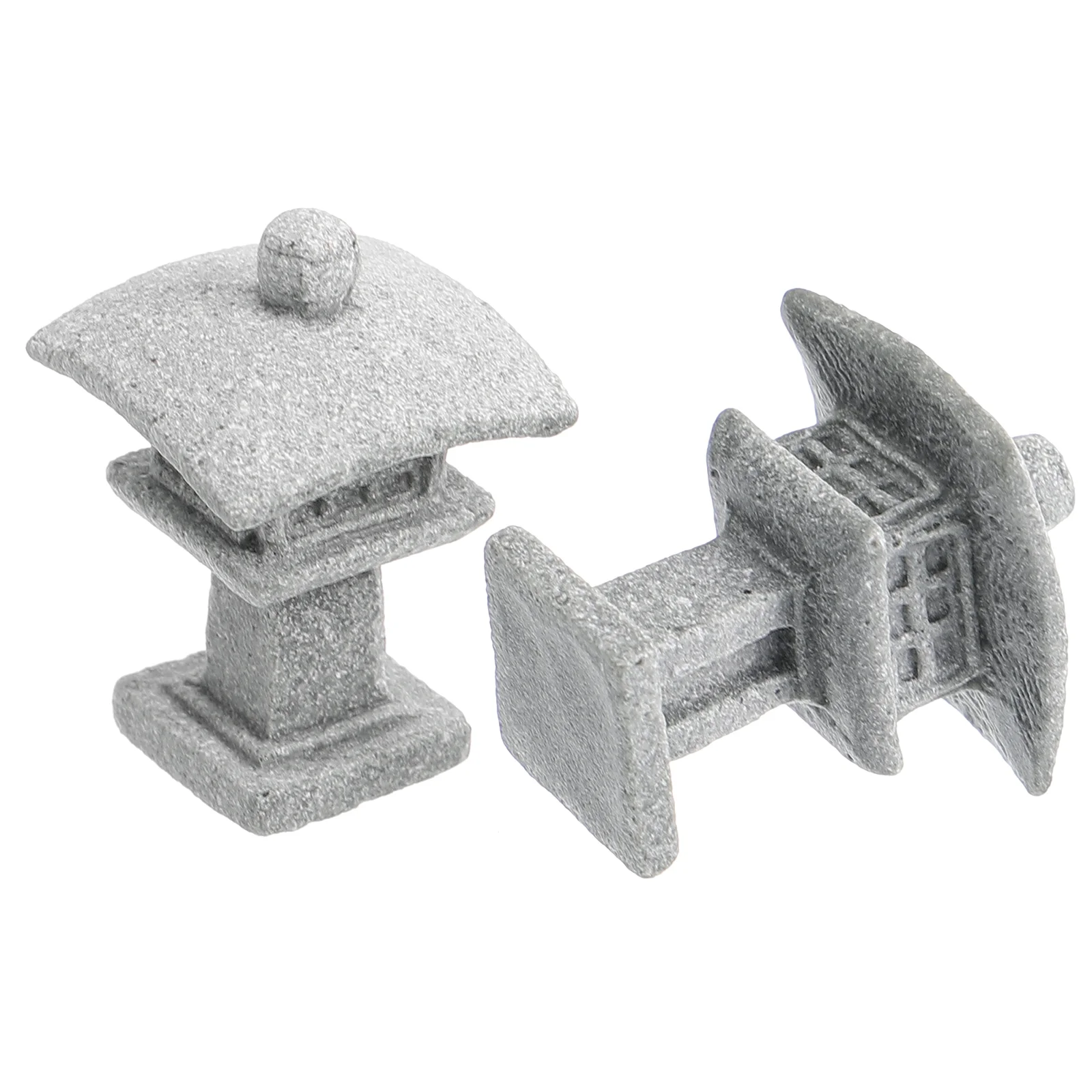 

2 Pcs Miniature Pagoda Statue Sandstone Lantern Rock Sculpture Zen Garden Decoration Fish Tank nament