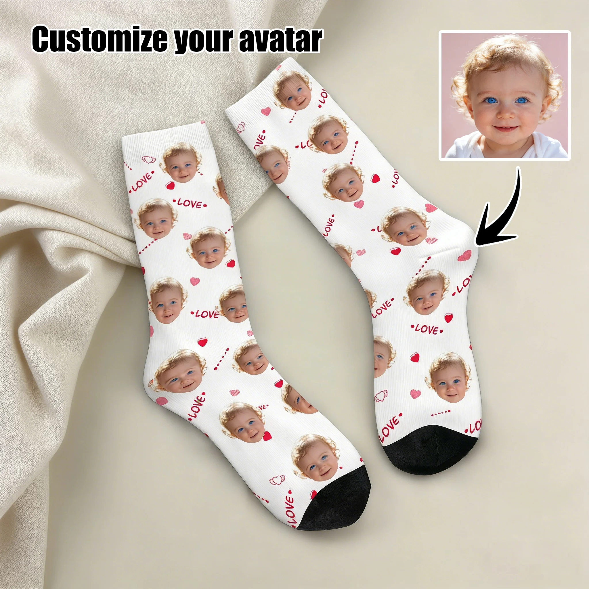 جوارب مخصصة على شكل وجه للجنسين، جوارب مخصصة، جوارب صور شخصية، جوارب مخصصة كهدية #1