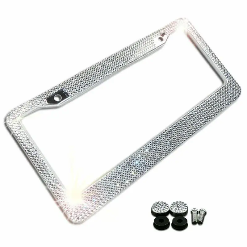 Bling Crystal License Plate Frame Women License Plate Frame License Cover Holder Rhinestone Car License Frame For USA Canada