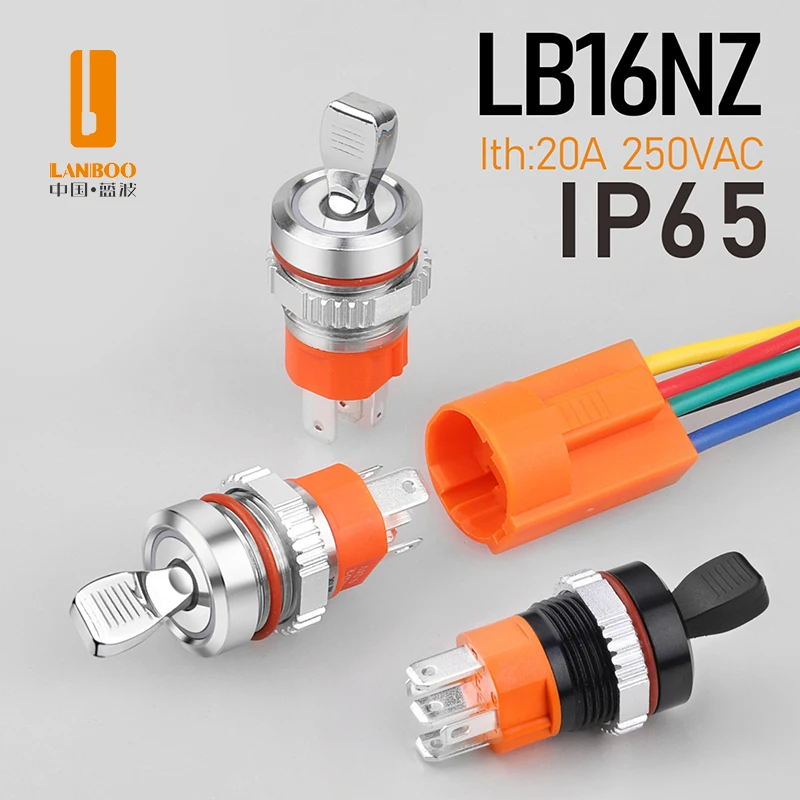 Image 3: Interrupteur à bascule industriel LANBOO 16 mm 1NO1NC 15A 2/3 vitesses pour modification de véhicule, deux options de boîtier disponibles