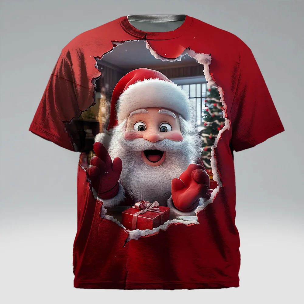 

S-9xl plus size Big & Tall Short Sleeve (Christmas Element)Stylish Red-Green Hues, Lightweight, Fits Guys for All-Day Comfort