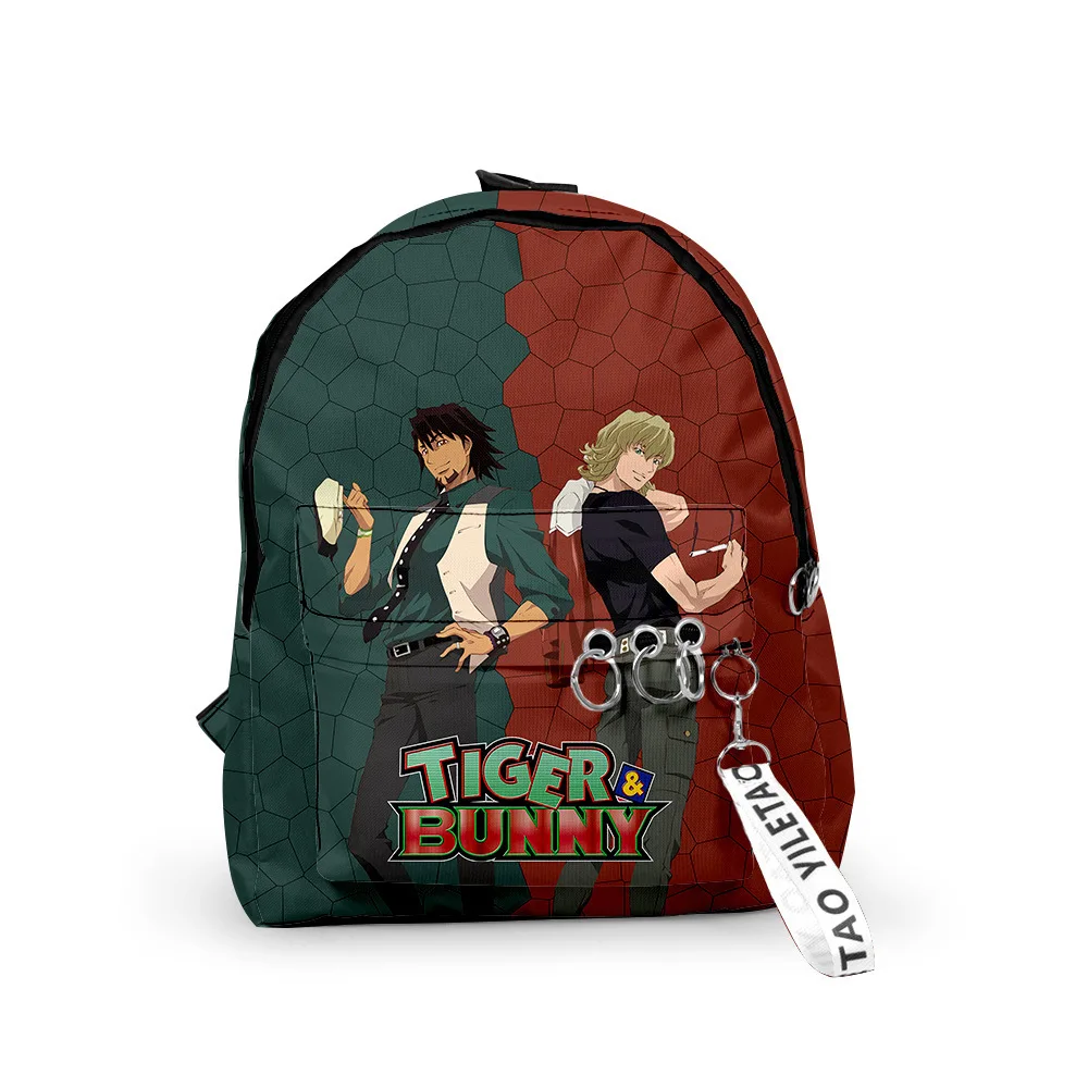 

Harajuku Popular TIGER & BUNNY School Bag Cute Small Travel Bags 3D Print Oxford Waterproof Key Chain Notebook Backpacks