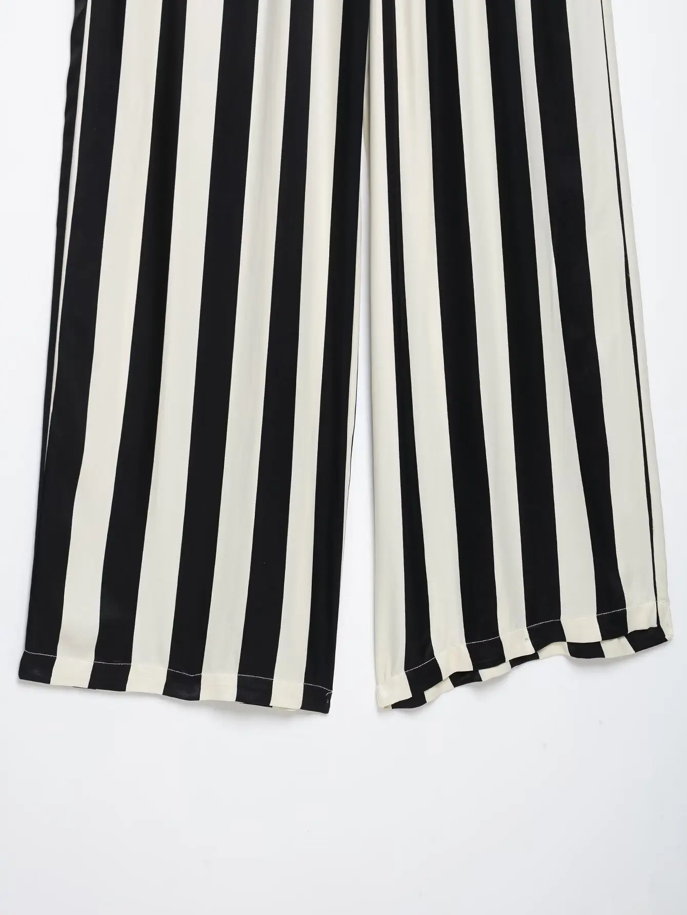 TFMLN 2026 Damen Gestreiftes Neckholder-Top und Hosen-Set Ärmelloses Rückenfreies Kreuzhals-Oberteil Weite Hose Kontrastfarben Damenanzüge – Detail 15