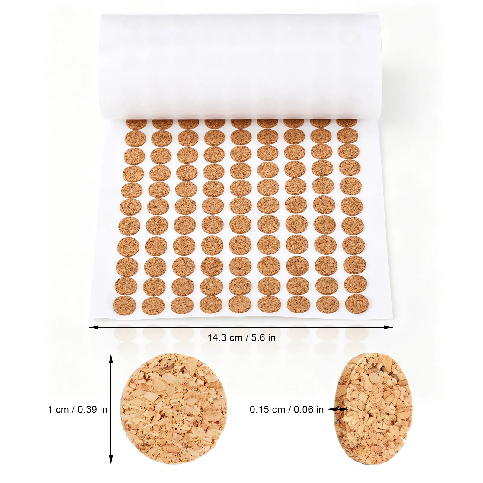 3 Rolls Round Self Stick Cork Pads Cabinet Bumper Dots Anti-Collision Door Protector for Kitchen Bathroom Furniture Noise