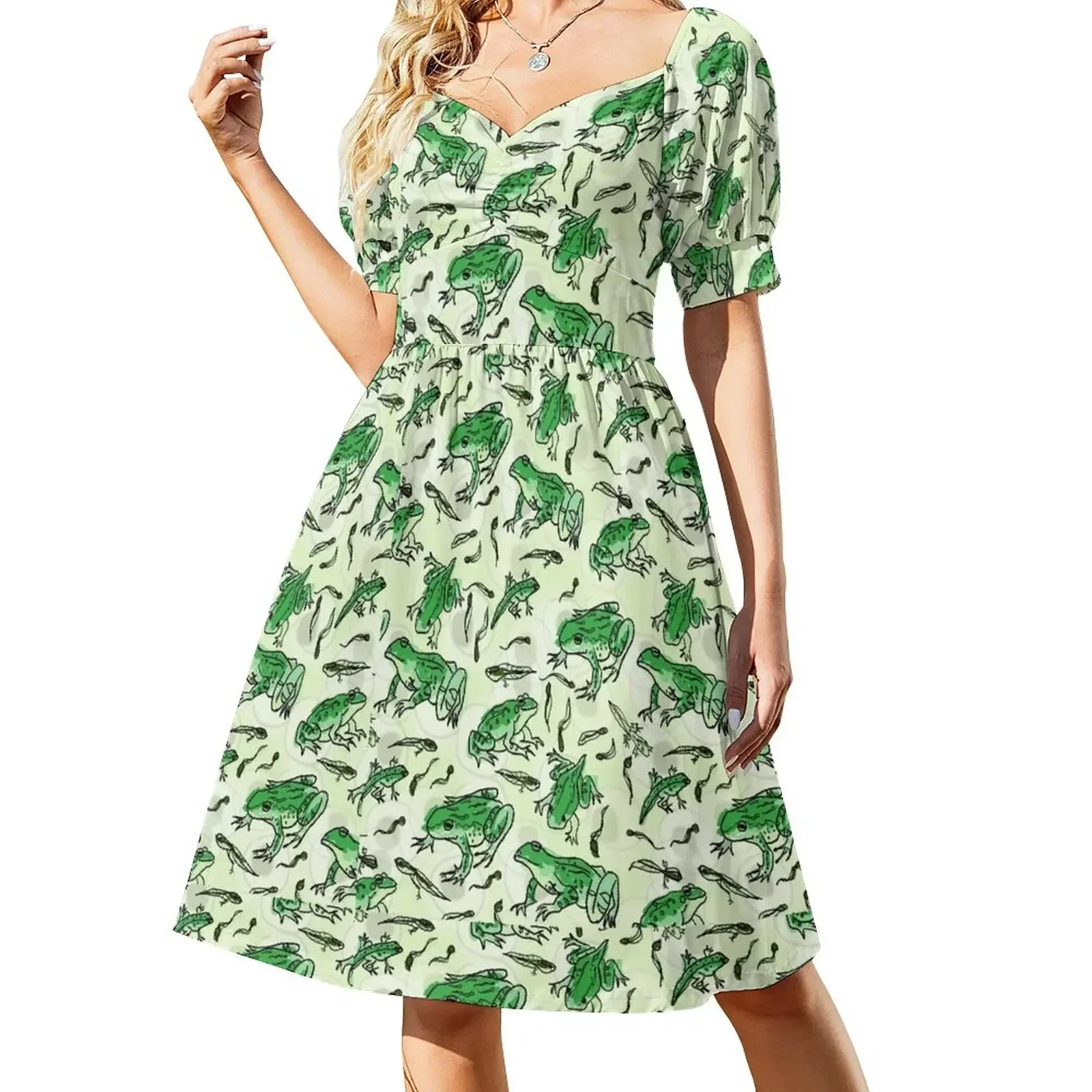 

frog life Short-Sleeved Dress women evening dress Woman's evening dress
