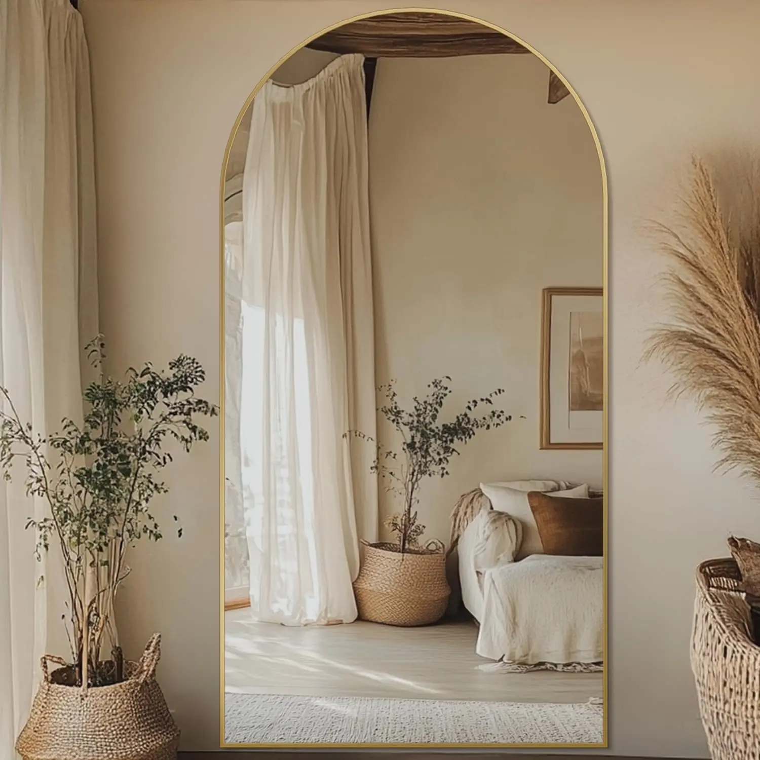 Full Length Mirror, 81"X41" Oversized Arched Mirror Large S…