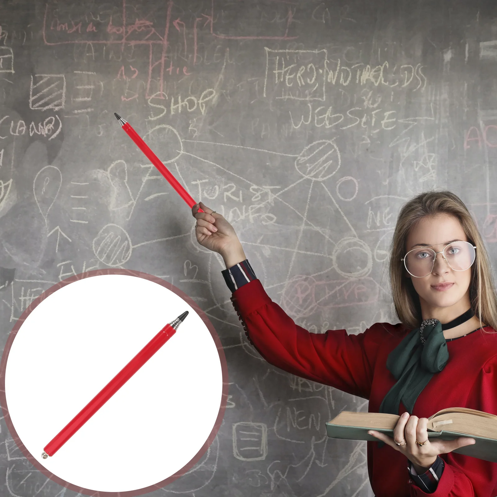 مؤشر الفصول الدراسية القابل للتوسيع من الفولاذ المقاوم للصدأ، عصا مؤشر تعليمية قابلة للسحب لمحاضرات السبورة المحمولة #4