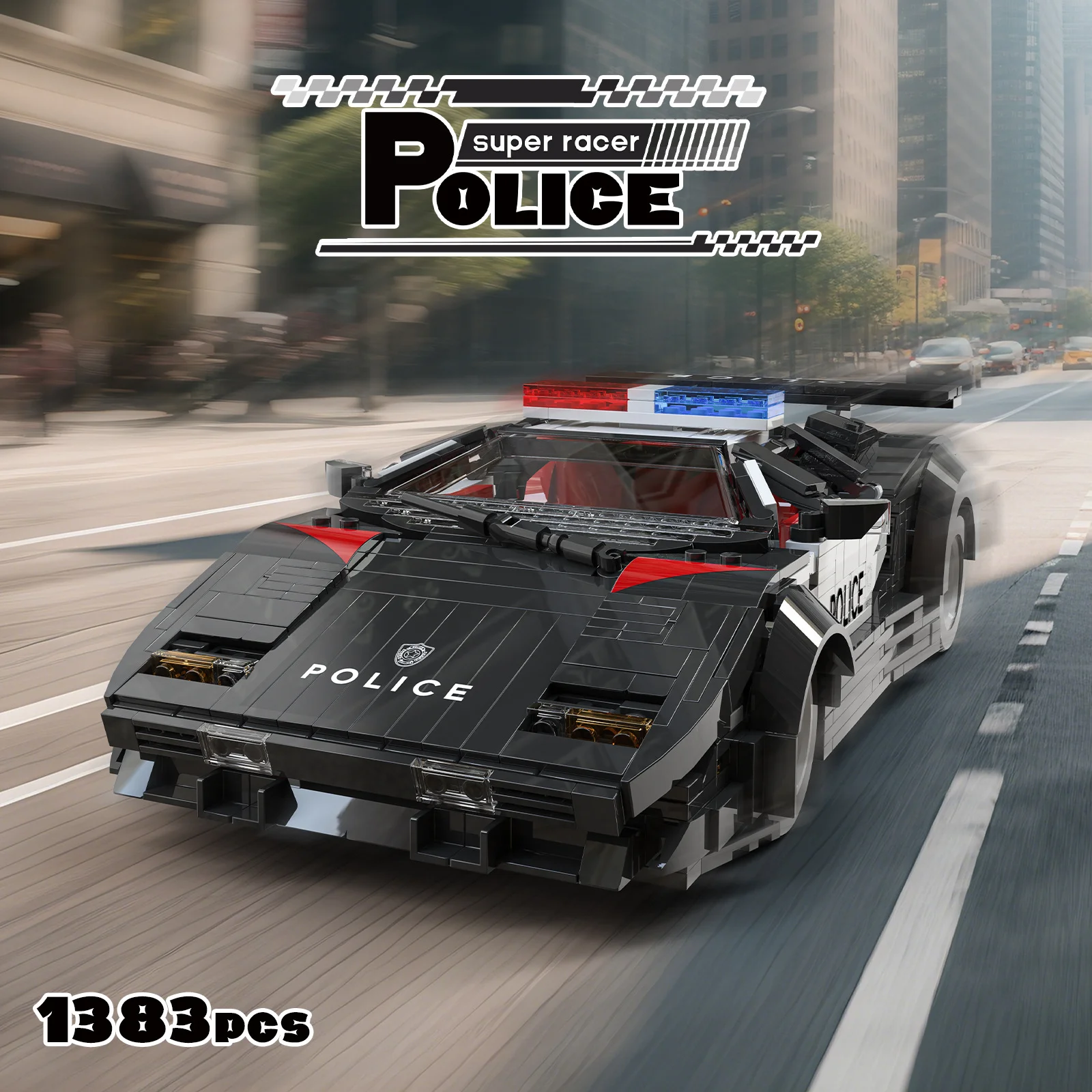 City Police Supercar Building Blocks Set Scissor Door Police Vehicle Model DIY Assembly Bricks Desktop Display Home Office Decor