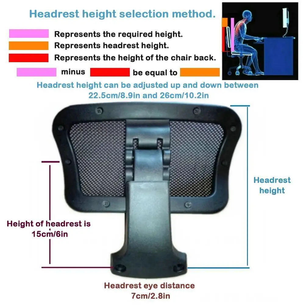 Computer Chair Headrest Without Punch Head Support Protector Cushion Adjustable Height Non-Destructive installation Headrest