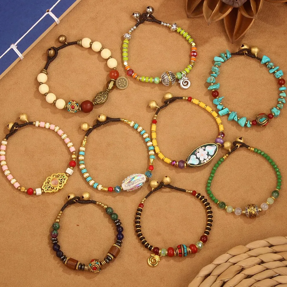 Retro Tibetan Style Natural Stone Nepal Bead Woven Bracelet Unisex Men Women Ethnic Handmade Jewelry Gift