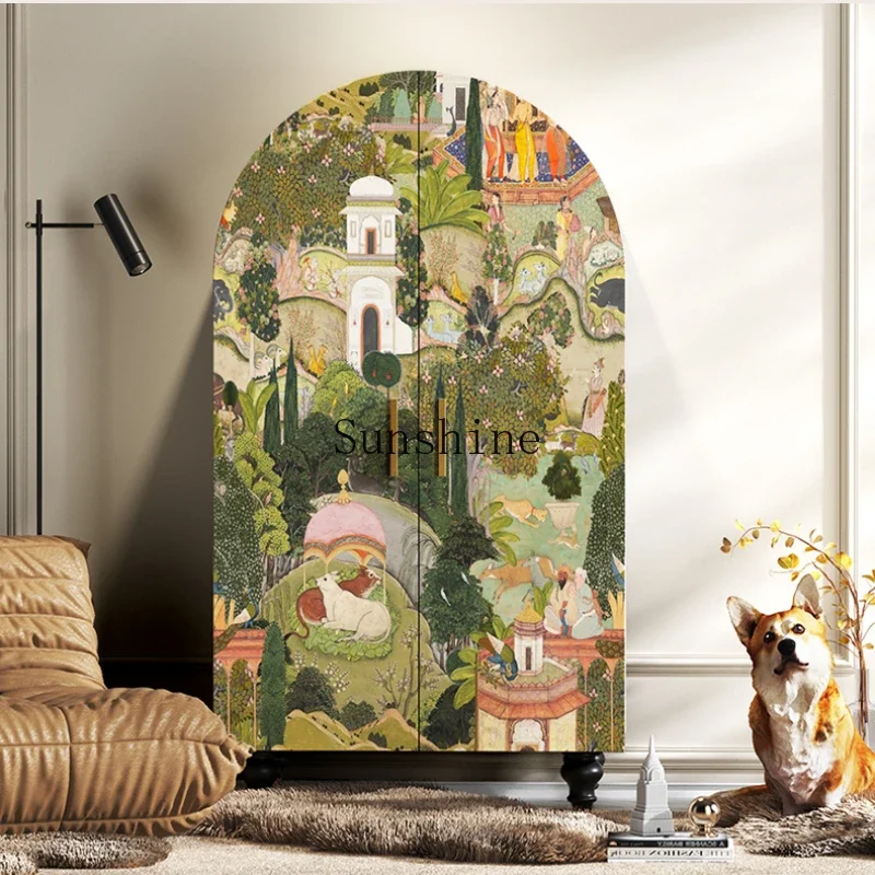 

Pastoral painted solid wood wardrobe home bedroom wardrobe multi-functional living room storage locker