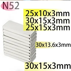 Bloco padrão da barra do neodímio Ebike, motor forte do ímã, N52, 25x10x3, 30x15x3, 25x15x3, 30x15x2, gerador 30x13.6x3, 20x20x4