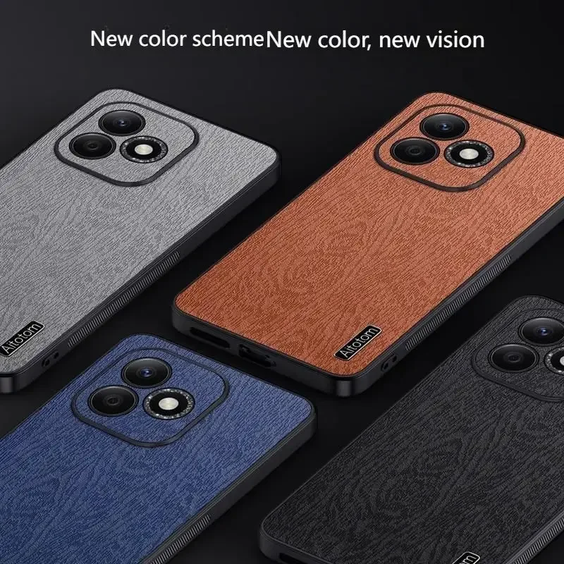 

Leather Wood Pattern Case For Honor 400 Lite X6C X7C X8C Shockproof Silicone Back Cover Protection Case for Honor 400 Lite X8C