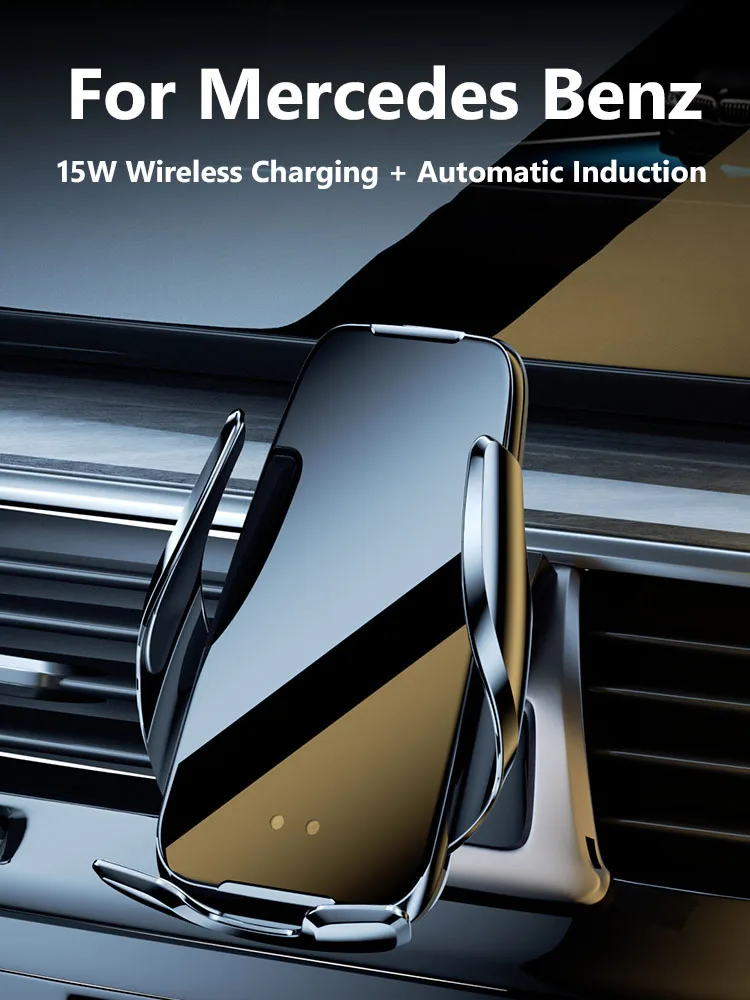 

For Benz A E-Class CLS GLB GLK GLE V26015W Mobile Phone QI Wireless Charging Holder In Car Air Vent Mount Bracket Fast Charging