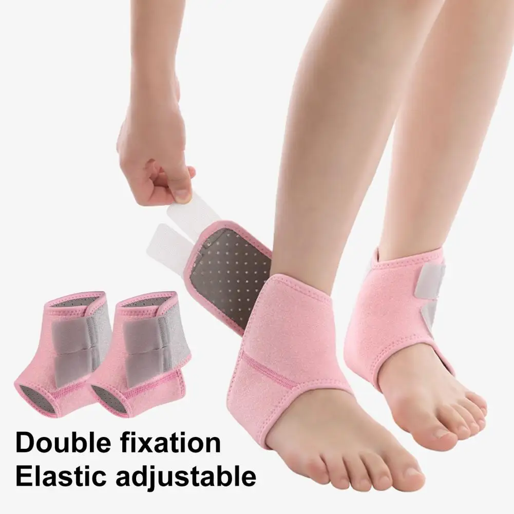 Supportive Open-hole Ankle Wrap Kids Ankle Brace Set Foot Support Stabilizer Wraps Protector Guard Sleeve Sock Pink for Injury