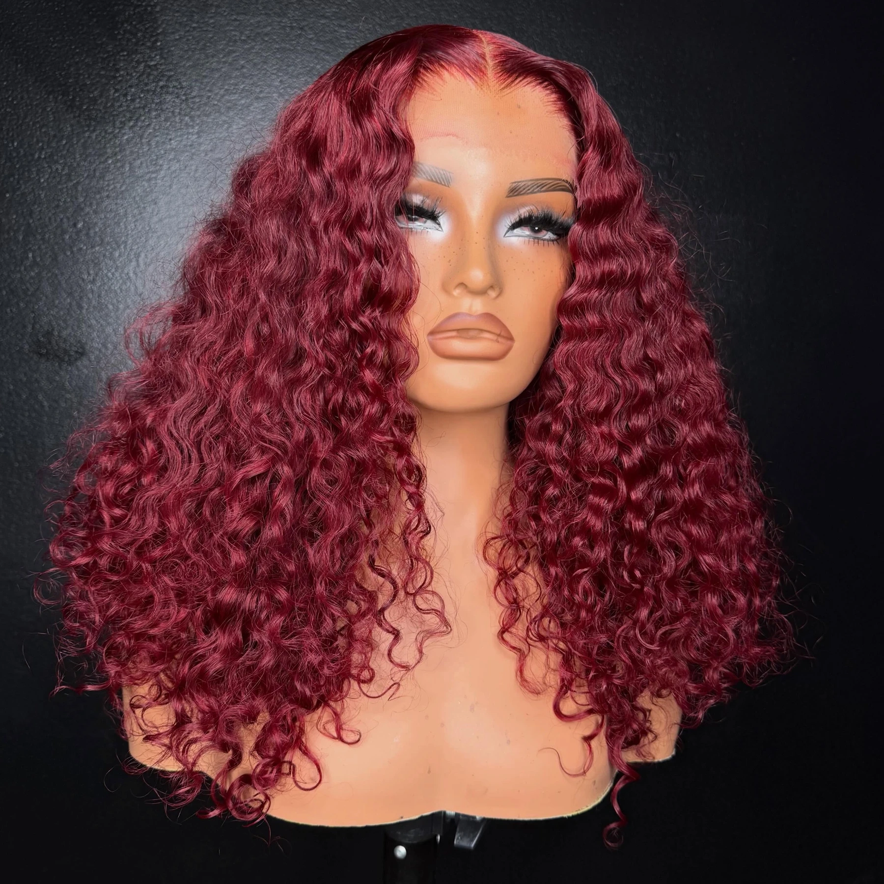 

99J Red Burgundy Color Short Bob Cut Kinky Curly Synthetic 13X4X1 Lace Front Synthetic Wig For Women Preplucked Bleach Knots