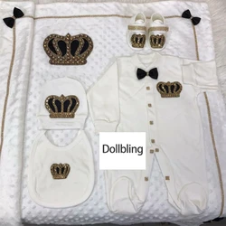 Doll bling Baby Stickerei Spitze Outfit Baumwolle Wickel Baby Bettwäsche Neugeborenen Nest erhalten Decke 5 stücke Stram pler Layette Geschenkset