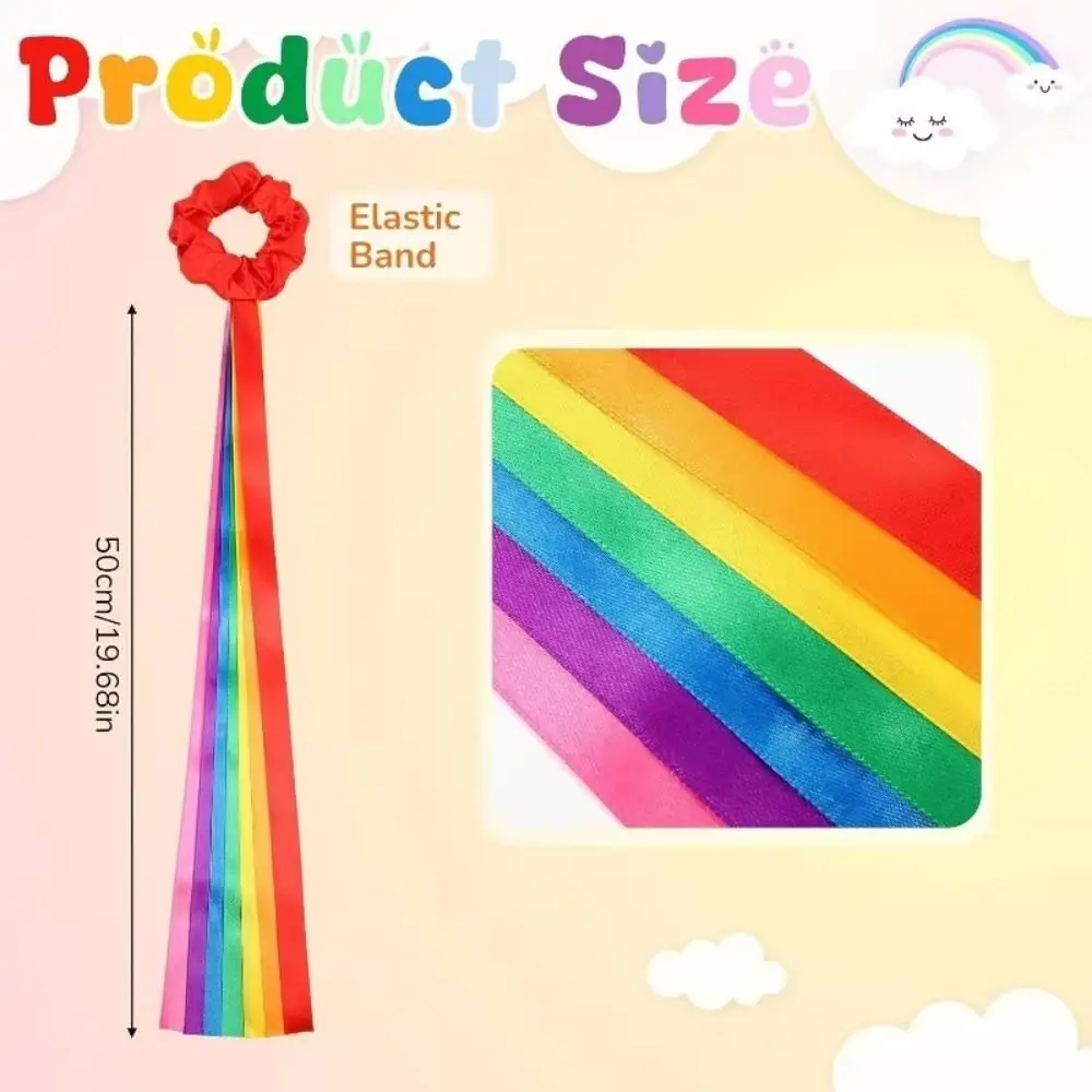 Tanz-Accessoires Polyester Gymnastik Langes Band Elastisches Regenbogenband Stirnband Mehrfarbige Handgelenkbänder Cheerleading – Detail 1