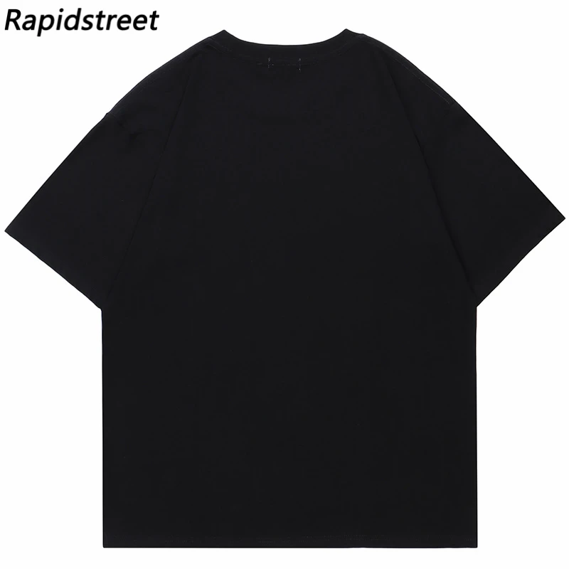Men Streetwear T Shirt Eyes World Graphic Harajuku Hip Hop T-Shirt Cotton Tshirt Summer Short Sleeve Tops Tees Black Unisex
