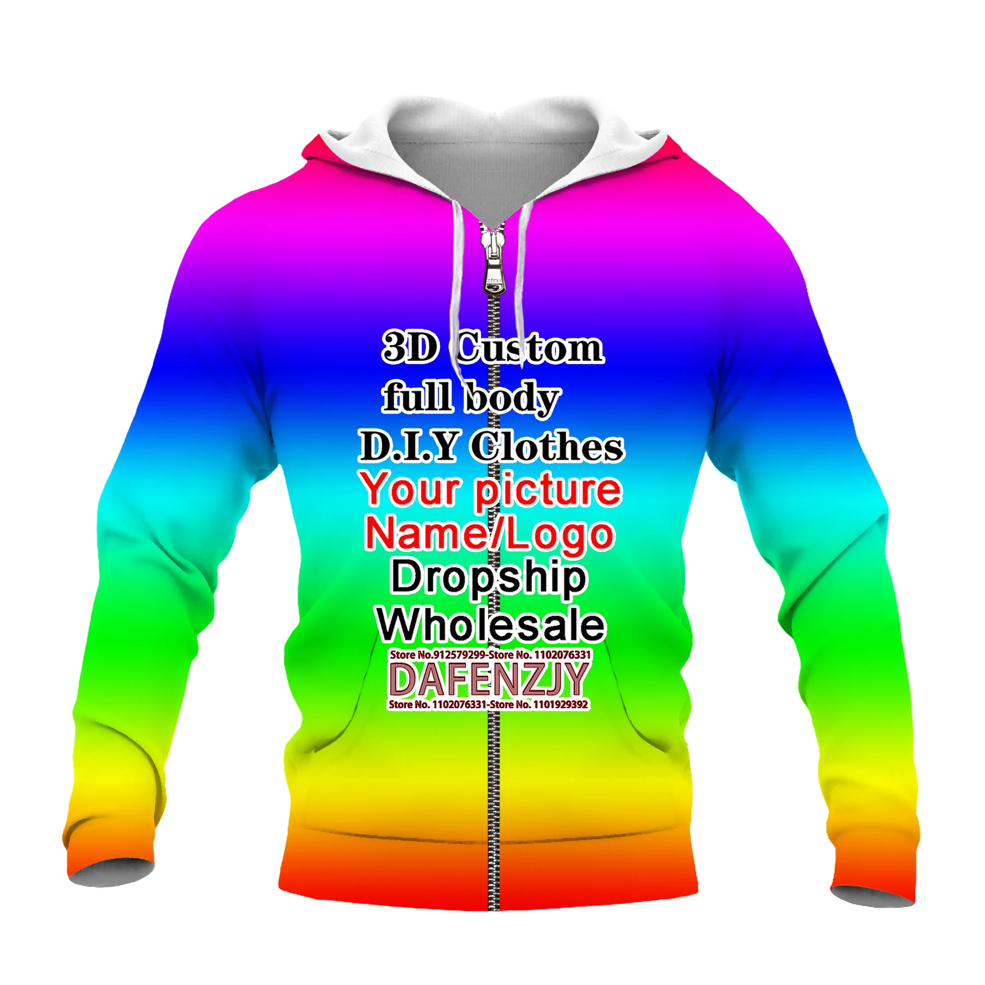 Mode Frauen/Männer DIY benutzer definierte Design gedruckt Reiß verschluss Hoodie Paar Hoodie Hip Hop Sweatshirt Top