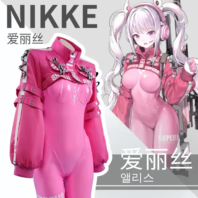 Anime Irelia H Store Nikke Alice Cosplay Costume Victory Sexy Outfit Game Pink Jumpsuit Set Jacket Halloween Costumes for Womana