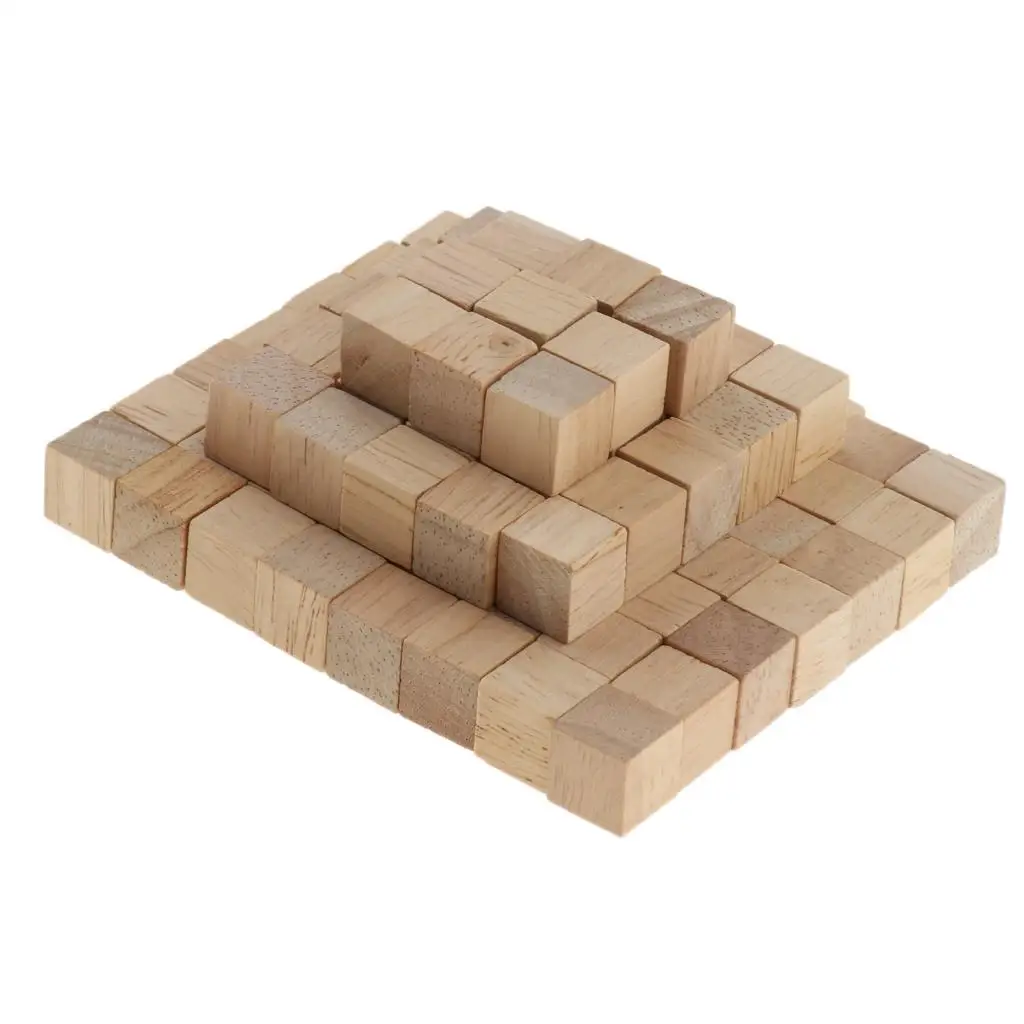 Cubes en bois non finis en vrac pour baby shower, aides mathématiques et fuchsia, briques de construction, bricolage, 1cm, 100 pièces par commande