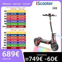 iScooter iX8 Electric Scooter, 2*1200W Motor, 48V 20AH Battery, 12-inch Tire，Dual Hydraulic Disc Brakes, Front & Rear Suspensio