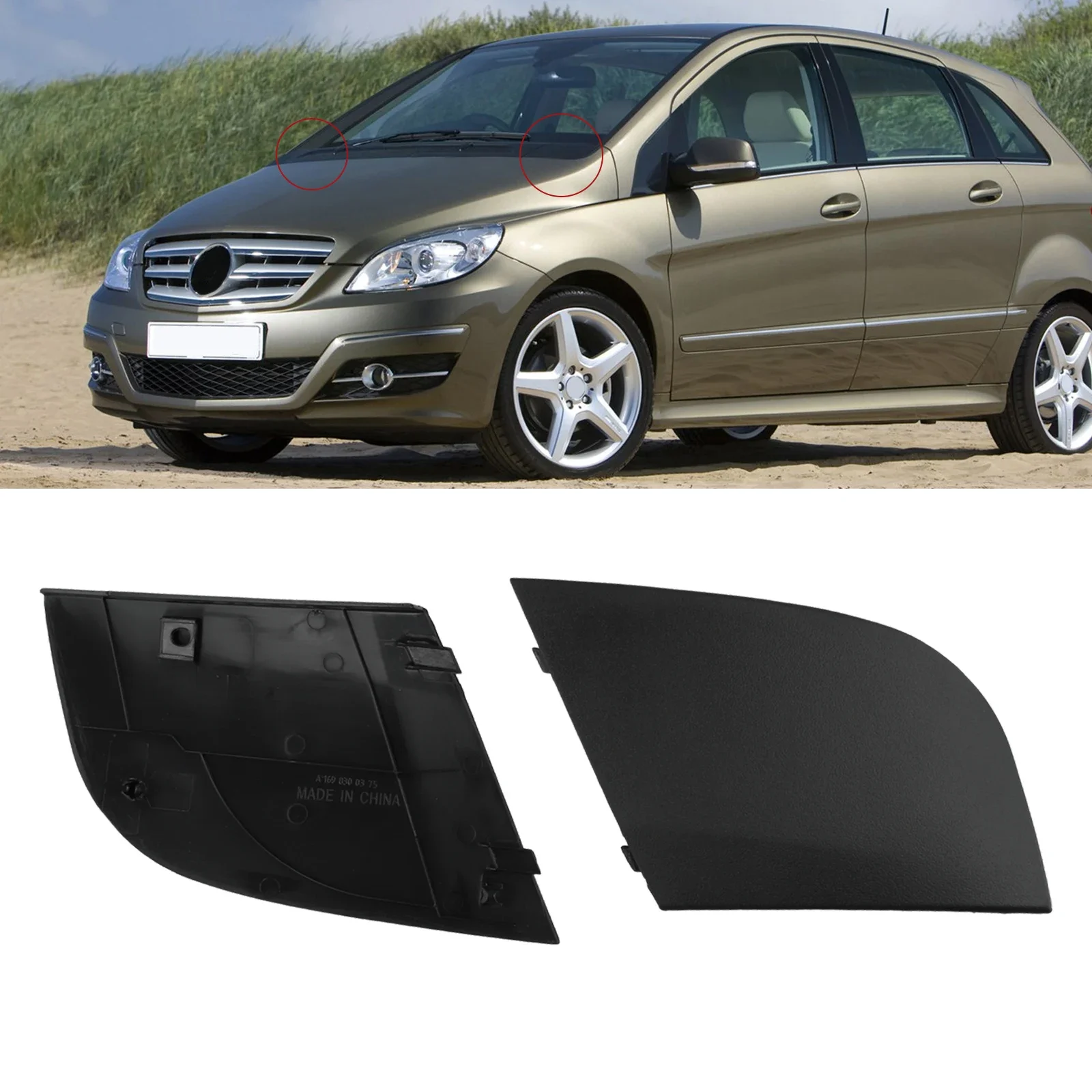 

2PCS For Benz B CLASS W245 2005-2011 For Benz A CLASS W169 2004-2012 A1698300275 A1698300375 Front Water Drain Cover