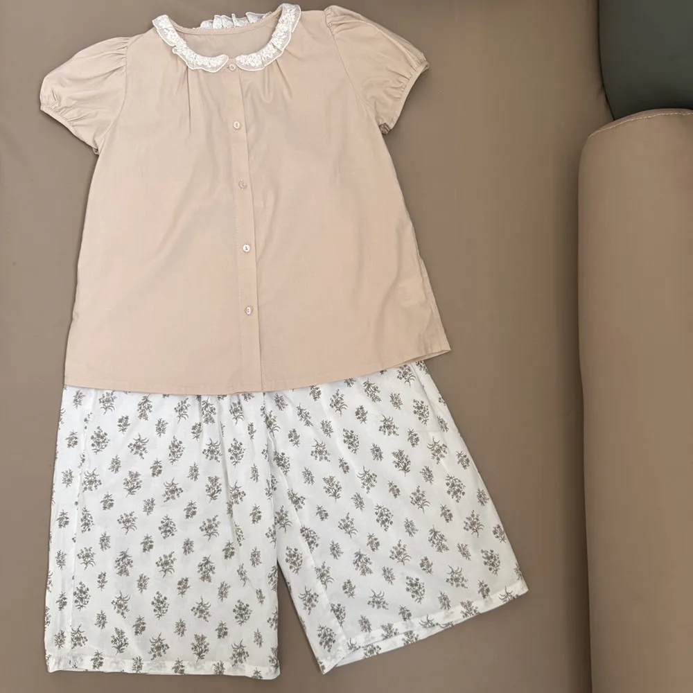 

Детская одежда для девочек, летние топы, детская футболка, кружевная рубашка с короткими рукавами для девочек, простая футболка для девочек с воротником-стойкой