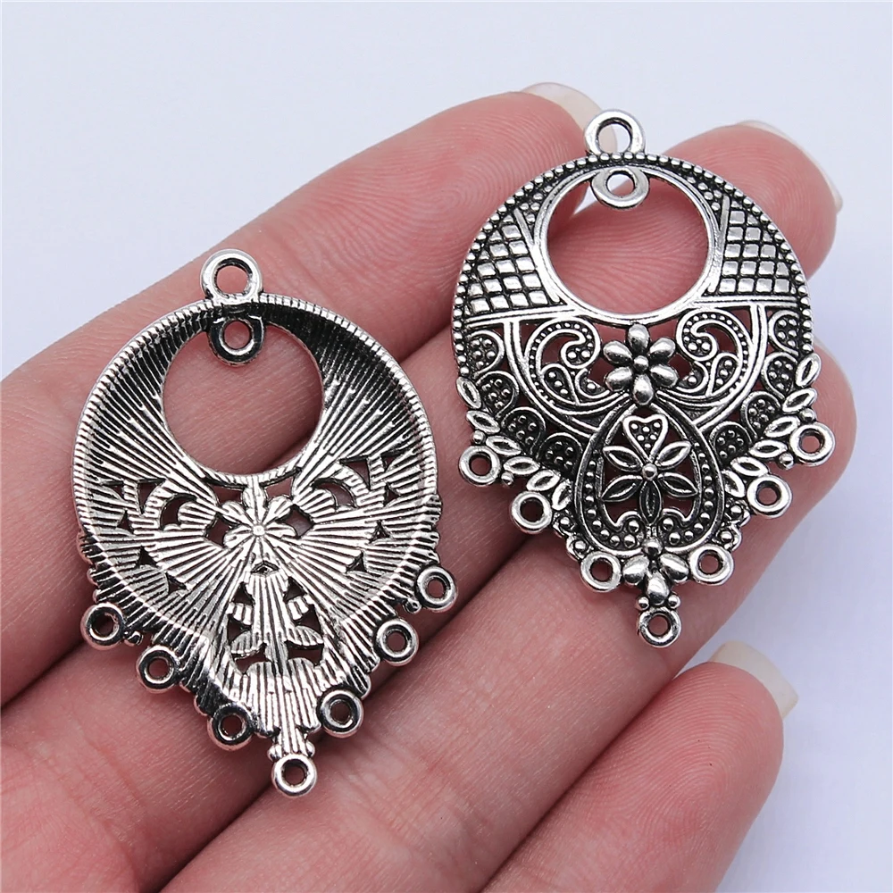 WYSIWYG 4 sztuk 43x30mm Antique srebrny kolor kolczyk złącze do tworzenia biżuterii DIY ocena biżuteria