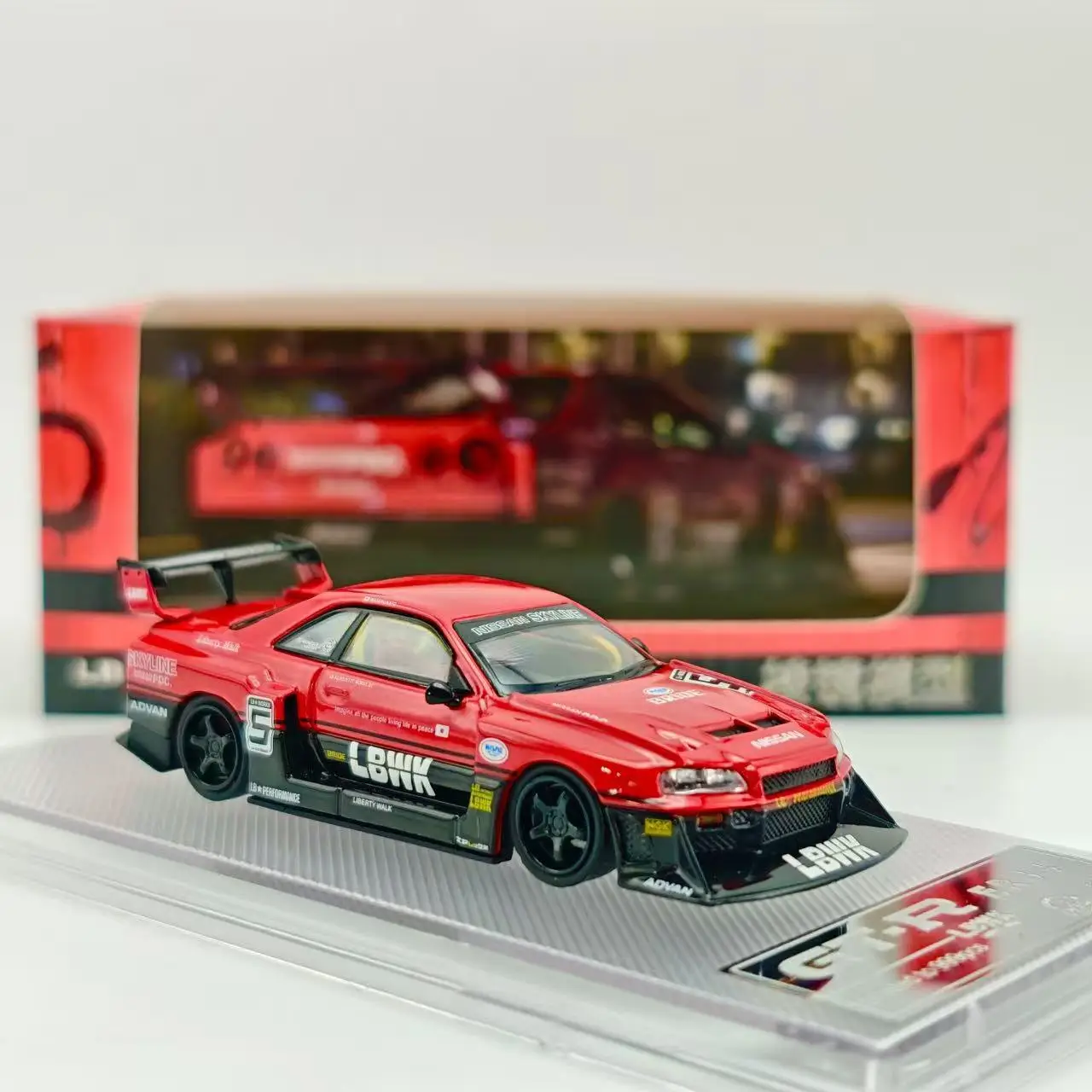 Modelo de prisma 1:64 Nissan Skyline LBWK ER34 modelo de coche de aleación súper silueta