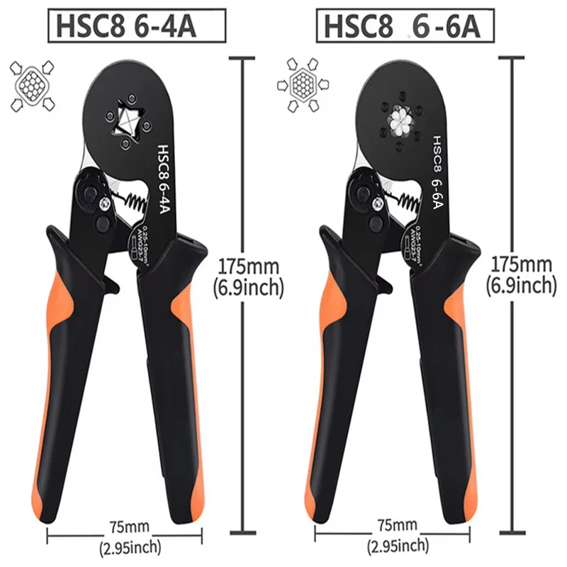 Ferrule Sleeves Terminal Crimping Tools Mini Electrical Pliers HSC8 6-4/6-6(0.25-10mm²/0.25-6mm²) Wire Connection Repair Clamp image 6