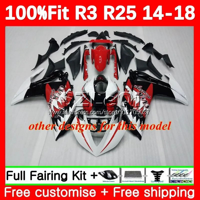 Body For YAMAHA YZF R3 R25 R 3 YZF-R3 YZFR25 YZFR3 14 15 16 17 18 137No.22 YZF-R25 2014 2015 2016 2017 2018 Matte black Fairing