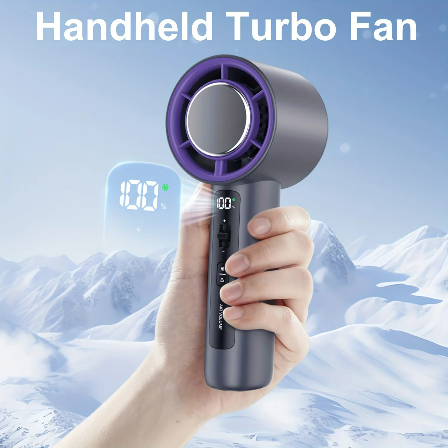 Portable Handheld Turbo Fan, Small Personal Fan With Cold Compress, USB Rechargeable Battery Operated Ultra-Quiet Cooling Fan, D