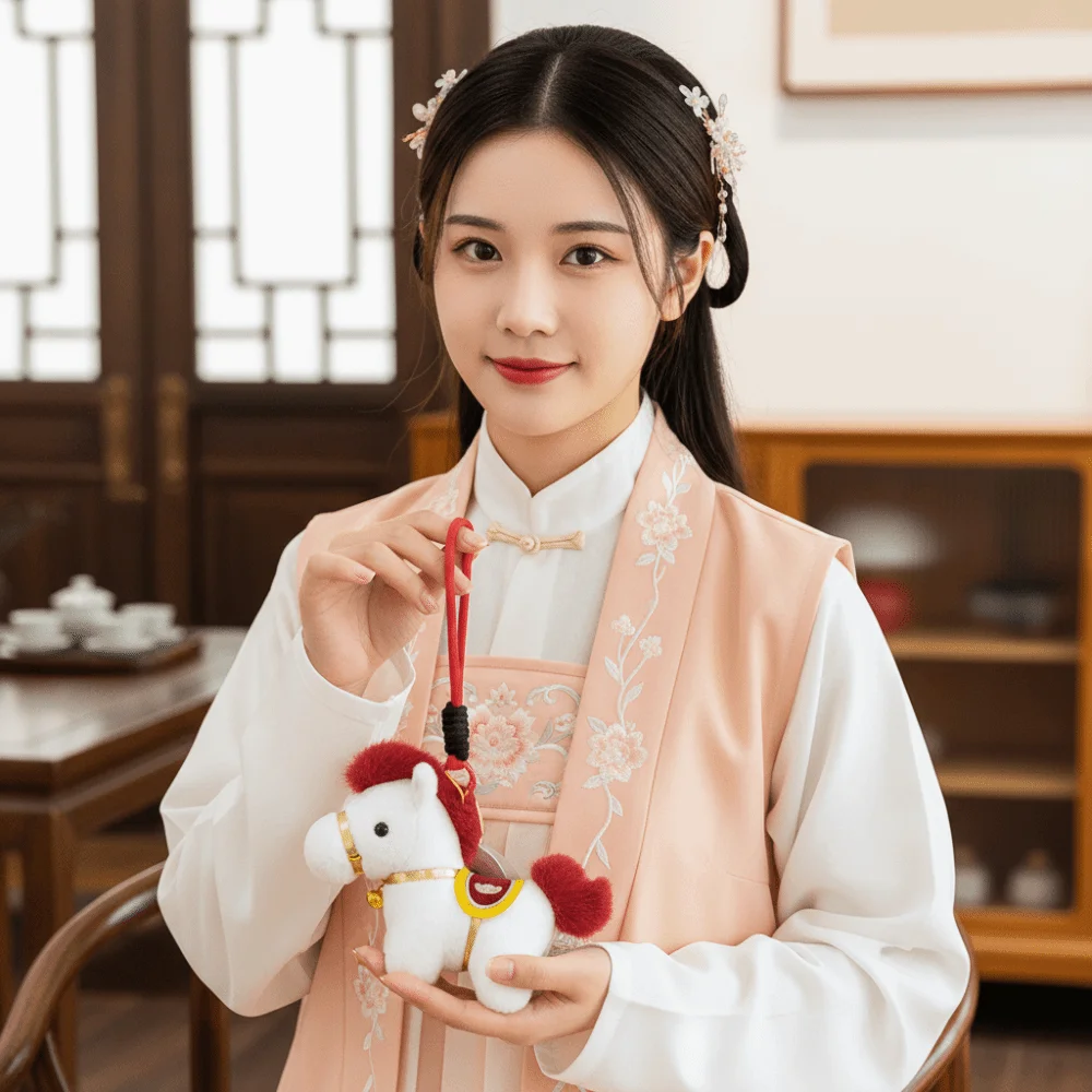 Criativo cavalo de pelúcia chaveiro bonito mascote bonecas de pelúcia cavalo boneca pingente fofo kawaii zodíaco pônei estatueta decoração para casa