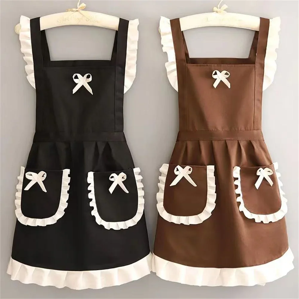 

Cute Japanese Kitchen Apron Maid Outfit Suspender Dress Apron with Waistband for Restaurant Workwear DROPSHIPPING