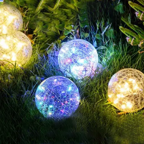 1pc Solar Globe Lights, Crackle Glass Ball Solar Light Solar Path Light Solar Under Ground Lamp LED Landscape Light for Yard