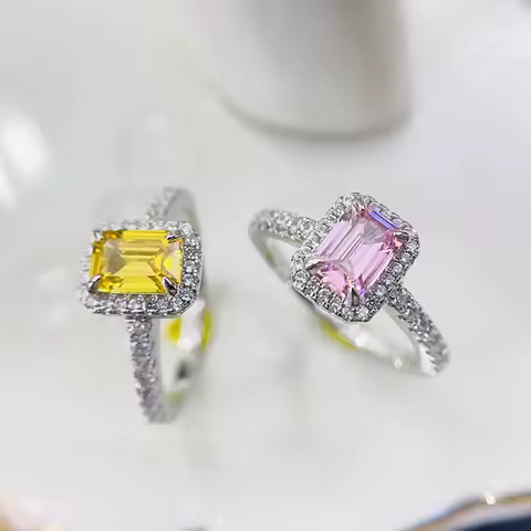 925 Silver Classic Rectangle Tourmaline Paraiba Ring For Women Engagement Wedding Female Green Ring Bridal Fashion Jewelry