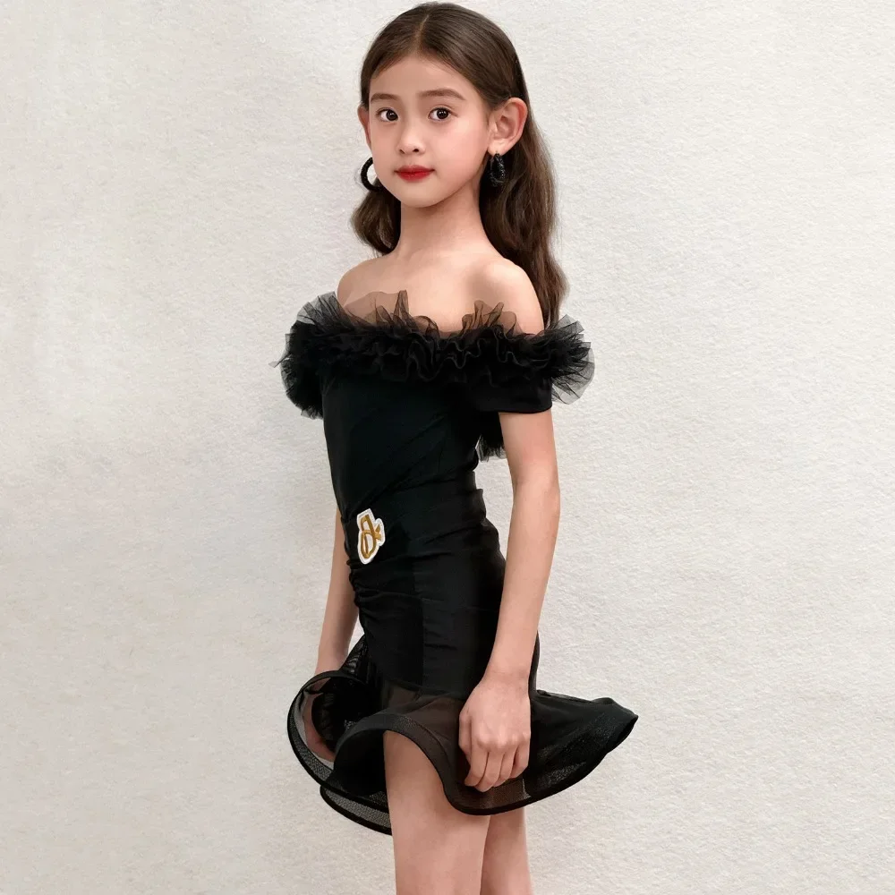 

Summer Girls' Internet Celebrity Latin Dance Performance Practice Set - High-end Children's Latin Training Dance Costume