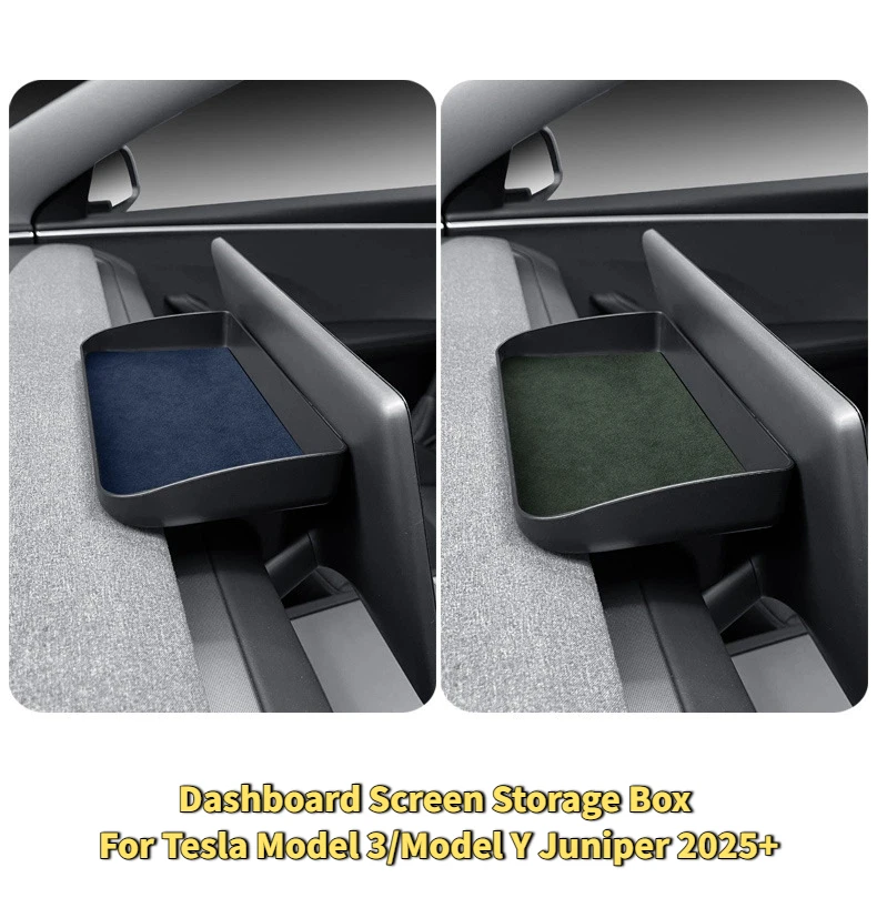 

For Tesla Model 3/Model Y Juniper 2025+ Dashboard Behind Screen Storage Box Instrument Board Storage Box Alcantara Decoration