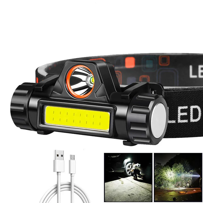 XP-G Q5 Headlamp Head Lamp Headlight Waterproof 2500lm Cob Led Built in Usb Rechargeable 18650 Battery Working Light 10w