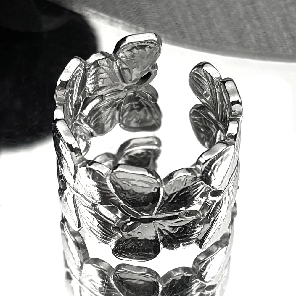 Раздвижное кольцо-бабочка из нержавеющей стали для женщин