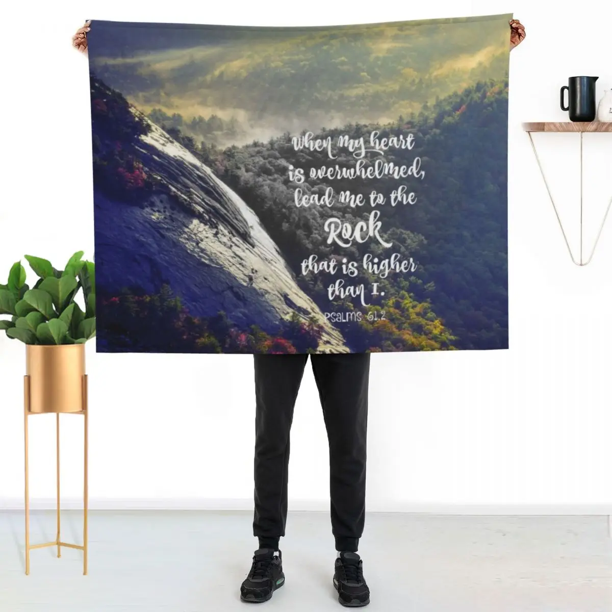 When my Heart is Overwhelmed Bible Verse Throw Blanket Baby Multi-Purpose valentine gift ideas Beach Cute Blankets