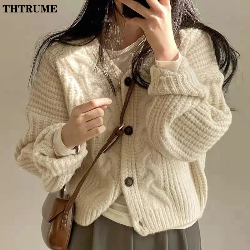 Fashion V-Neck New Sweaters Elegant Solid Single Breasted Long Sleeve Button Autumn Jumpers Tops Casual Knit Korean Cardigans