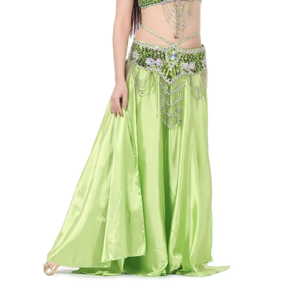 Falda de baile de gasa a la moda, falda española brillante con borlas, falda bohemia para el sol, falda de danza del vientre, disfraces de espectáculo