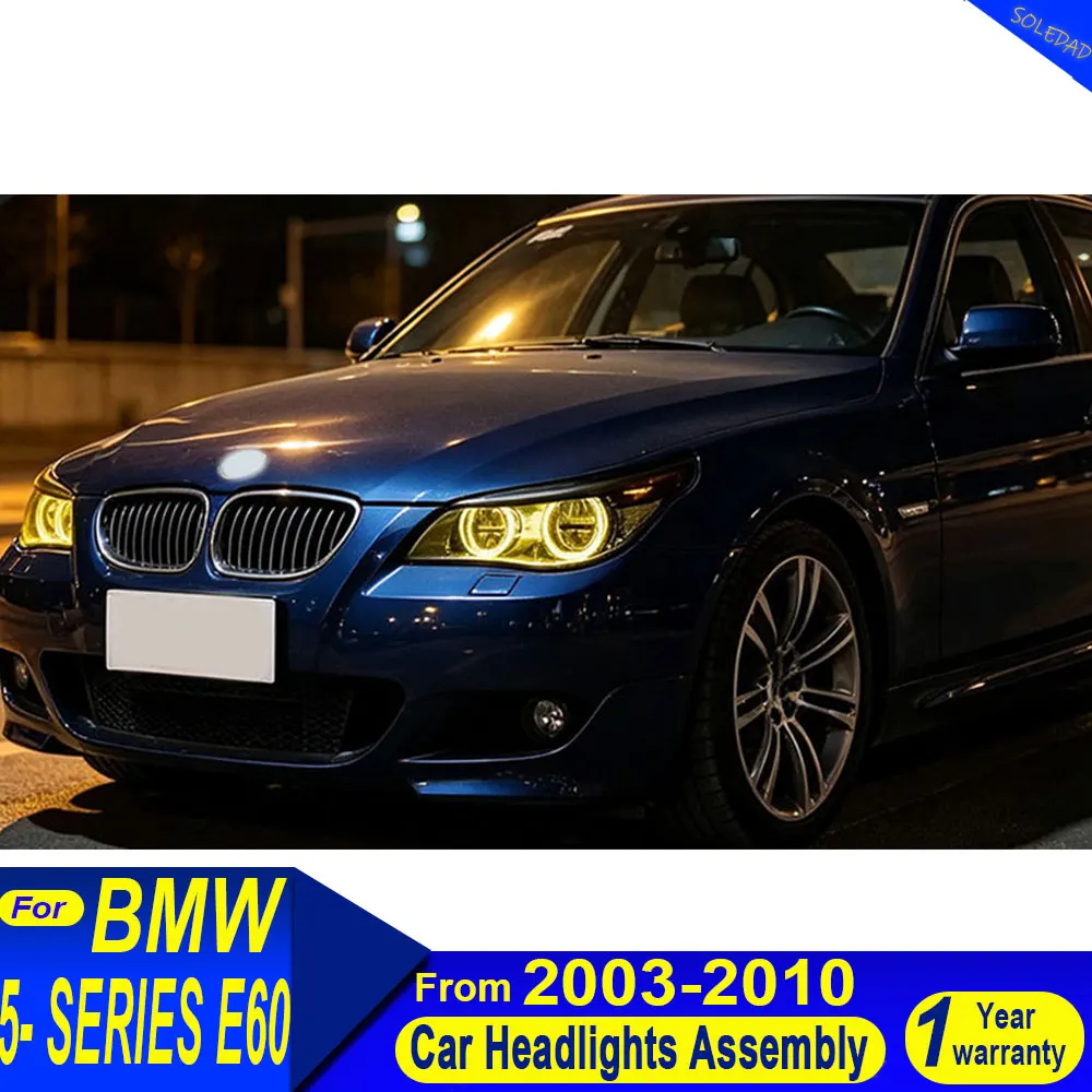 Car Styling for BMW 5 Series E60 Headlights 2003-2008 2009 2010 2010 Angel Eye LED Headlight DRL Hid Bi Xenon Auto Accessories